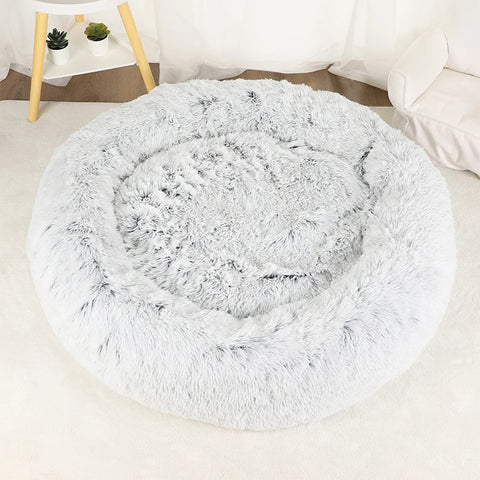 Pluche ronde donut hondenmand - Gezellig en stijlvol bed voor middelgrote tot grote huisdieren