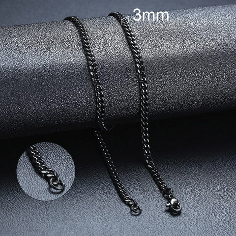 Stylish Punk Cuban Necklaces for Men and Women - Stainless Steel Miami Curb Collar in Silver, Black, and Gold