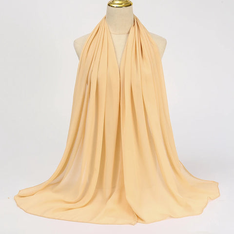 Elegant Muslim Chiffon Hijab Scarf - Lightweight Long Solid Color Head Wrap for Women