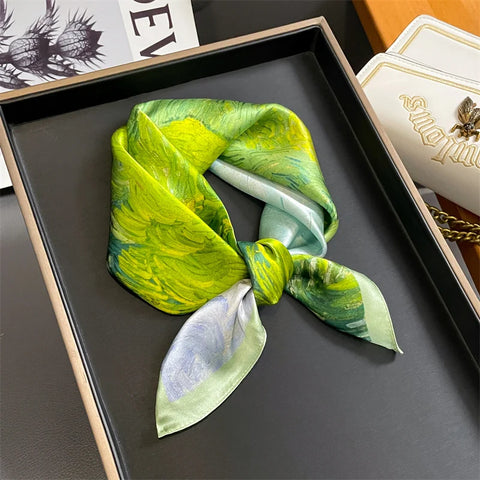 2025 100% Real Silk Scarf - 53cm Square Women's Bandelet