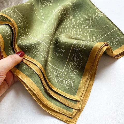 2025 100% Real Silk Scarf - 53cm Square Women's Bandelet