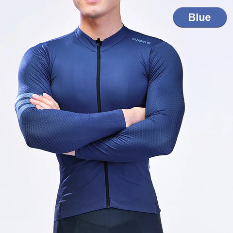 INBIKE Men's Cycling Long Sleeve Breathable MTB Jersey – Comfortable Road Bike Top with Pocket