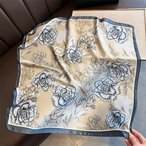 70cm Lemon Print Yellow Silk Scarf