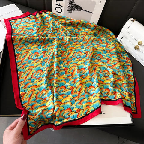 2024 Silk Cat Print Shawl Headscarf