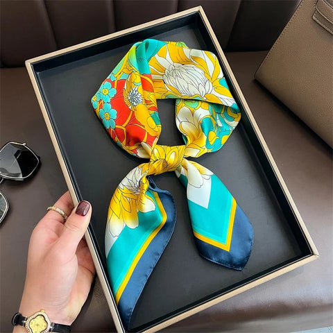 Summer Sunscreen Lemon Print Silk Scarf