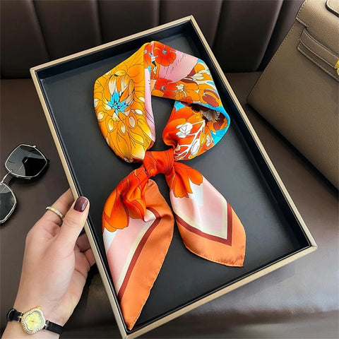 Summer Sunscreen Lemon Print Silk Scarf
