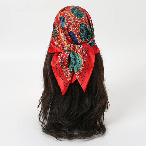 Summer Beach Heart Print Silk Hijab Scarf