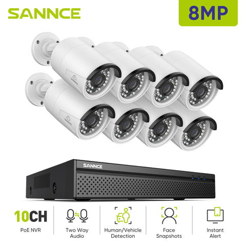 SANNCE 8MP Wired NVR POE Security Camera System