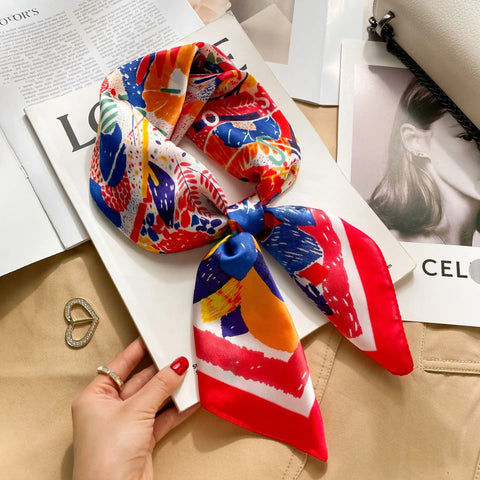 2025 New Fashion 70X70cm Printed Women's Pashmina Silk Scarf