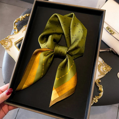 2025 New Fashion 70X70cm Printed Women's Pashmina Silk Scarf