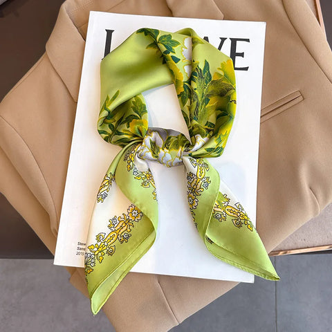 2025 New Fashion 70X70cm Printed Women's Pashmina Silk Scarf