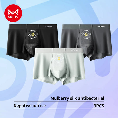 MiiOW 3-delige Ice Silk herenondergoedboxershorts 