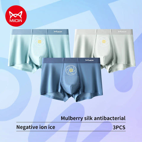 MiiOW 3-delige Ice Silk herenondergoedboxershorts 