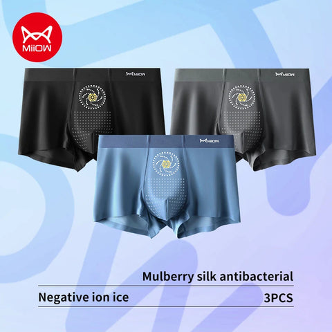 MiiOW 3-delige Ice Silk herenondergoedboxershorts 