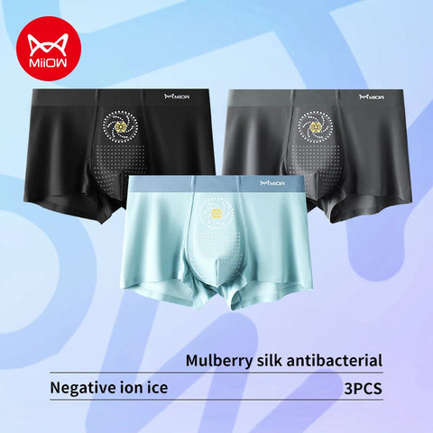 MiiOW 3-delige Ice Silk herenondergoedboxershorts 