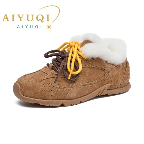 AIYUQI Dames Sneakers - Echte Leren Retro Trainingsschoenen
