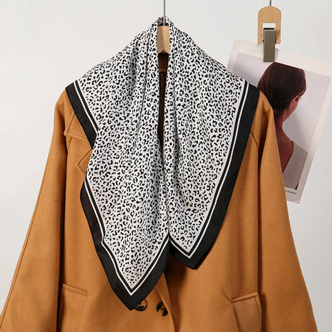 Leopard Print Silk Hairband Scarf for Women