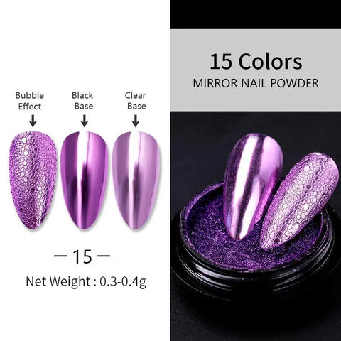 Super-Bright Metallic Nail Powder - Gold Silver Mirror Pigment