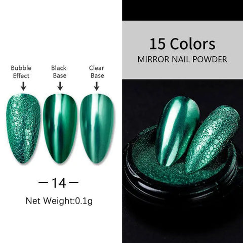 Super-Bright Metallic Nail Powder - Gold Silver Mirror Pigment