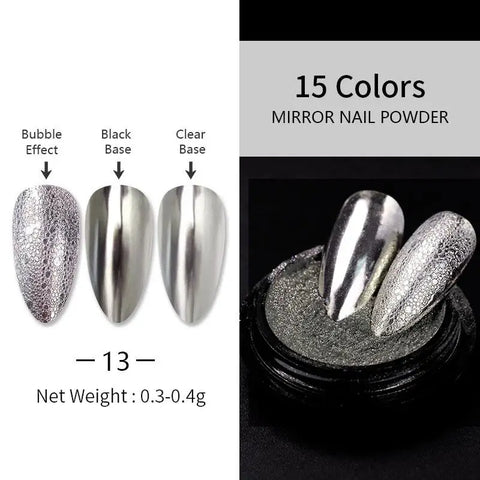 Super-Bright Metallic Nail Powder - Gold Silver Mirror Pigment