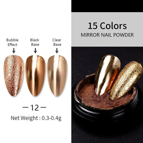 Super-Bright Metallic Nail Powder - Gold Silver Mirror Pigment