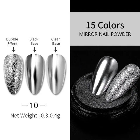 Super-Bright Metallic Nail Powder - Gold Silver Mirror Pigment