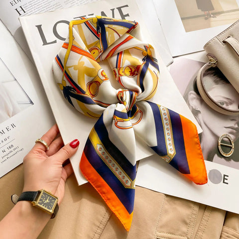 Luxury Animal Silk Satin Head Scarf for Women