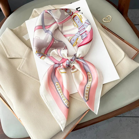 2025 New Fashion 70X70cm Printed Women's Pashmina Silk Scarf