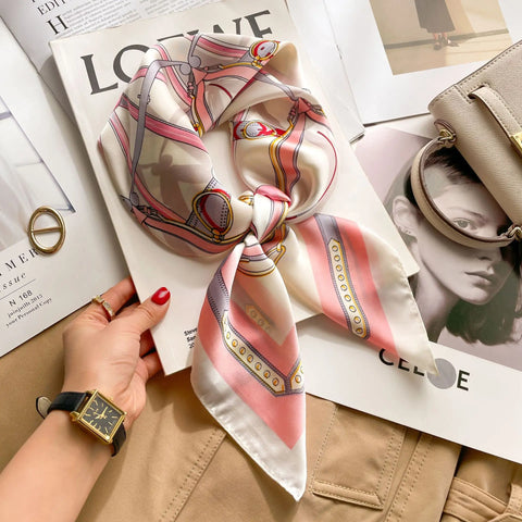 Luxury Animal Silk Satin Head Scarf for Women