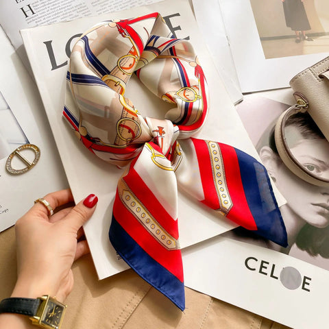 Luxury Animal Silk Satin Head Scarf for Women
