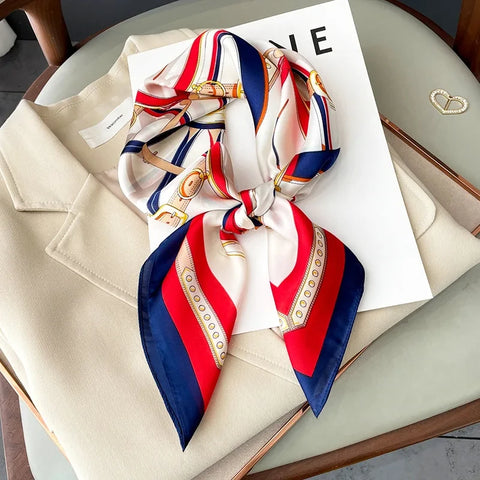 2025 New Fashion 70X70cm Printed Women's Pashmina Silk Scarf