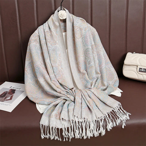 Women Paisley Cashmere Feel Scarf