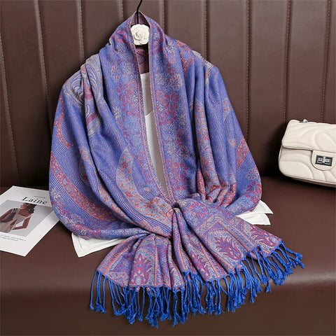 Women Paisley Cashmere Feel Scarf
