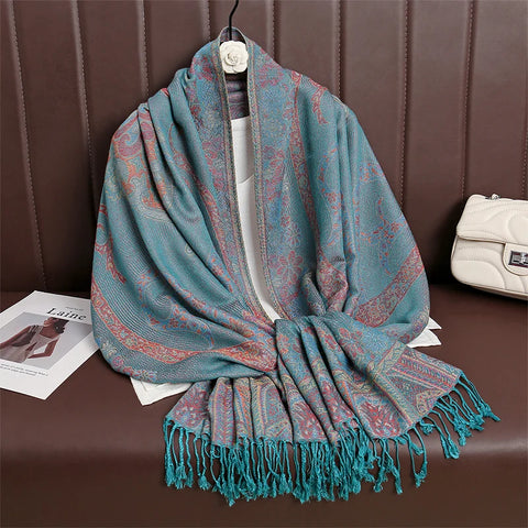 Women Paisley Cashmere Feel Scarf