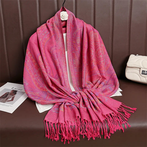 Women Paisley Cashmere Feel Scarf