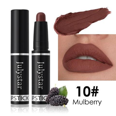 10 Color Nude Brown Matte Lipstick Pen - Waterproof Velvet Lip Tint Pencil