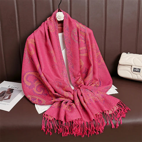 Women Paisley Cashmere Feel Scarf