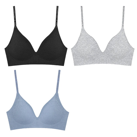 FINETOO Dames Draadloze BH Set - Trendy Diepe V Gewatteerde Bralette