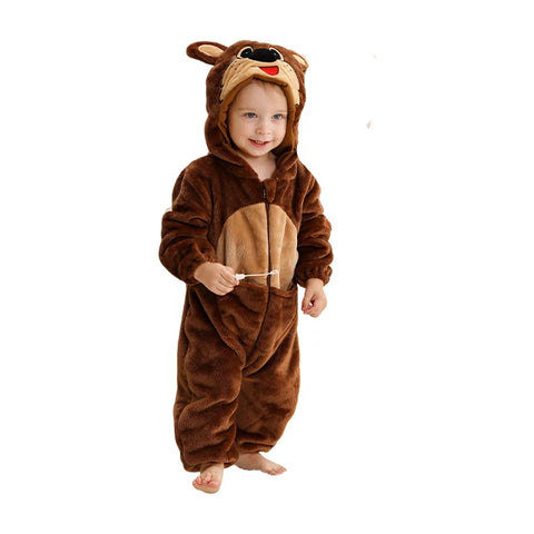 MICHLEY Winter Baby Rompers Hooded Flannel Cosplay