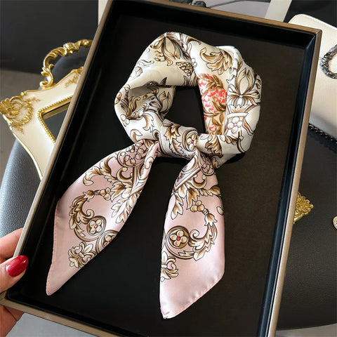 Luxury Horse Print Silk Neck Scarf for Women