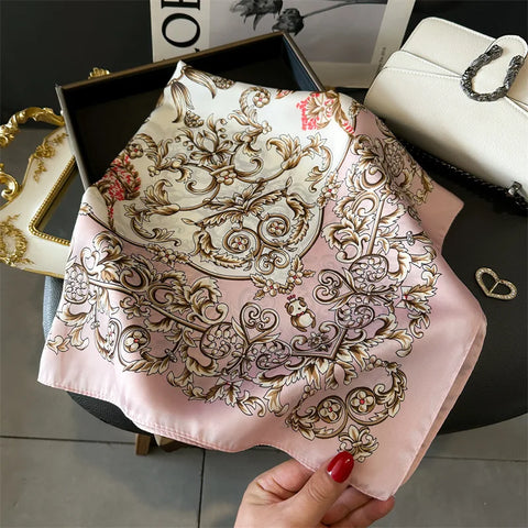 2025 New Fashion 70X70cm Printed Women's Pashmina Silk Scarf