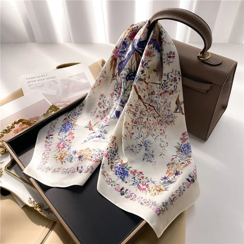 2025 New Fashion 70X70cm Printed Women's Pashmina Silk Scarf
