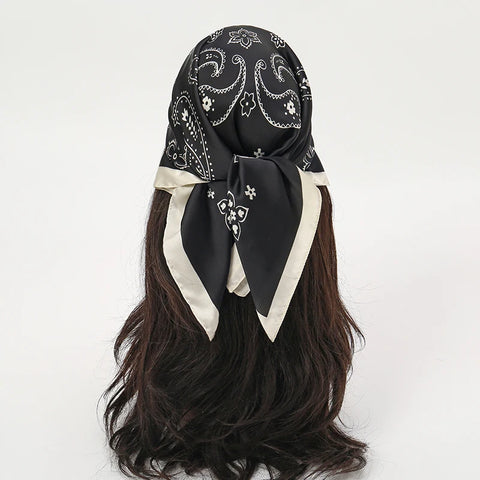 Luxury Satin Silk Square Scarf for Women