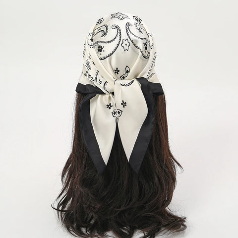 Fashion Print Silk Hairbands Scarf Women 2025 Spring New Elagant Floral Bandana Neck Kerchief Head Bands Foulard Female Scarfs
