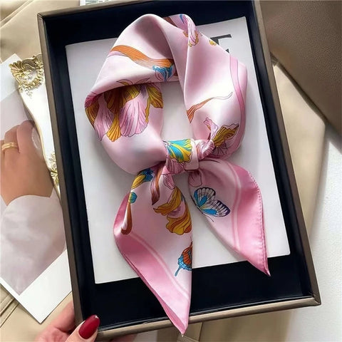 Elegant Floral Silk Hairband Scarf for Women