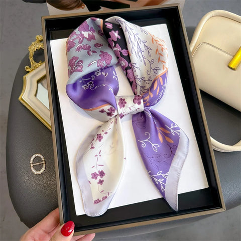 2025 New Fashion 70X70cm Printed Women's Pashmina Silk Scarf