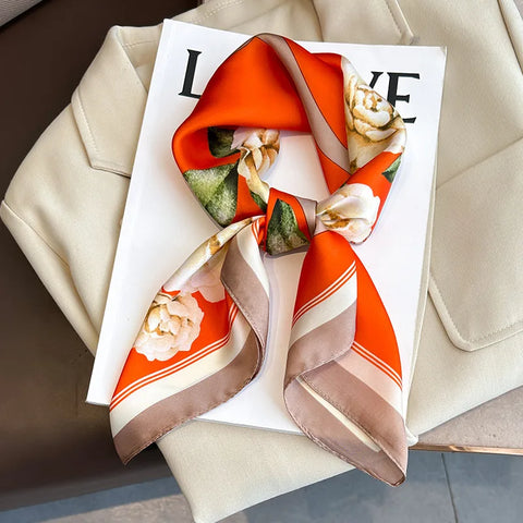 2025 New Fashion 70X70cm Printed Women's Pashmina Silk Scarf