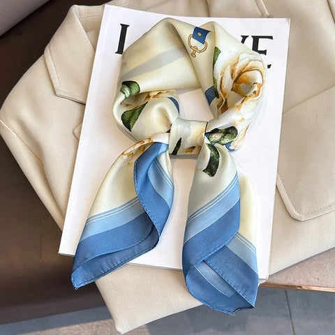 2025 New Fashion 70X70cm Printed Women's Pashmina Silk Scarf