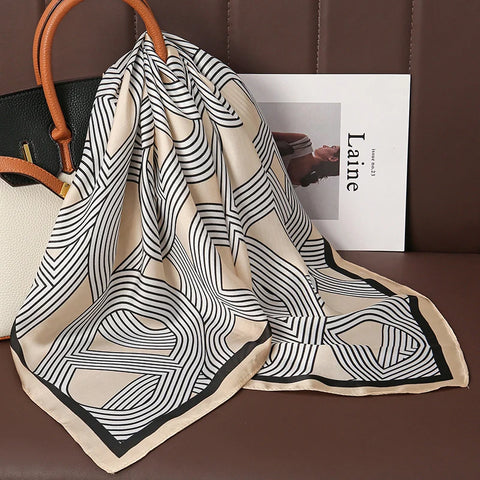 Luxury Satin Silk Square Scarf for Women