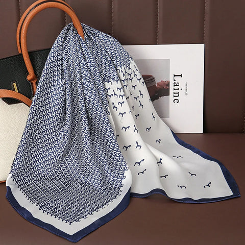 Luxury Satin Silk Square Scarf for Women